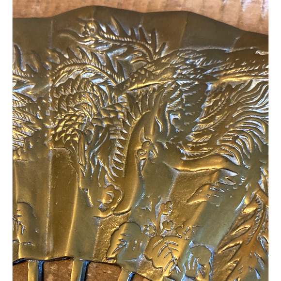 Vintage Enesco Solid Brass Dragon Paper Fan 11.75" Wide - Picture 7 of 7